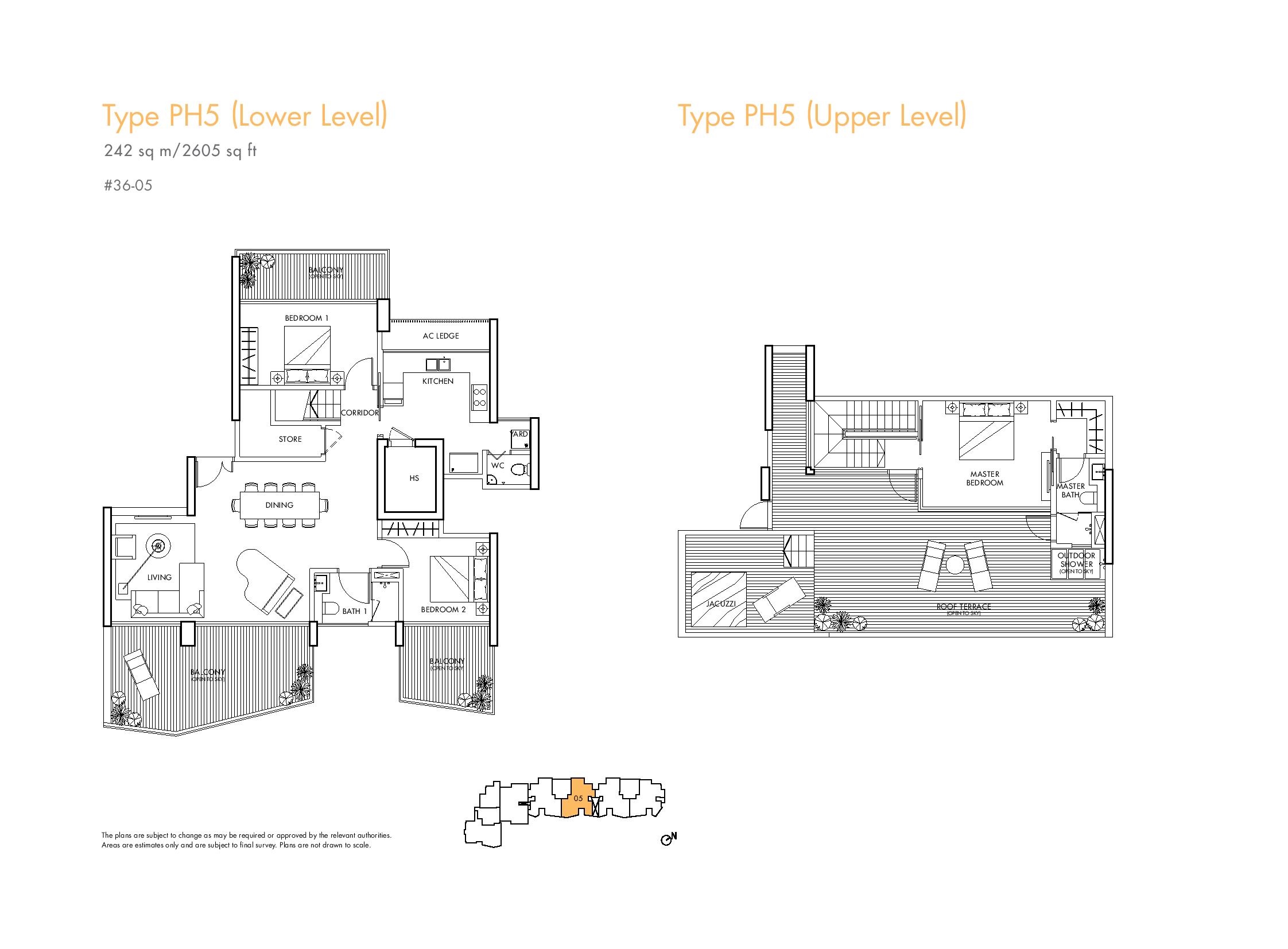 Spottiswoode Residences 3 Bedroom Penthouse Type PH5 Floor Plans